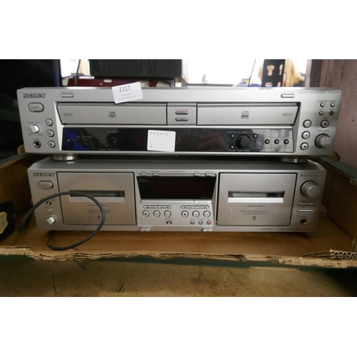 2117 - A Sony RCD-W100 compact disc recorder and A Sony TC-WE475 stereo cassette deck