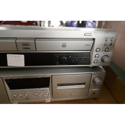 2117 - A Sony RCD-W100 compact disc recorder and A Sony TC-WE475 stereo cassette deck