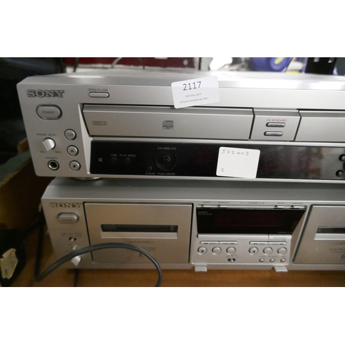 2117 - A Sony RCD-W100 compact disc recorder and A Sony TC-WE475 stereo cassette deck