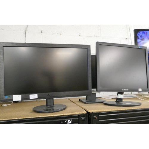 2128 - Ten assorted PC monitors including Hanns.G, Viewsonic, Acer, AOC and Samsung ranging from 17