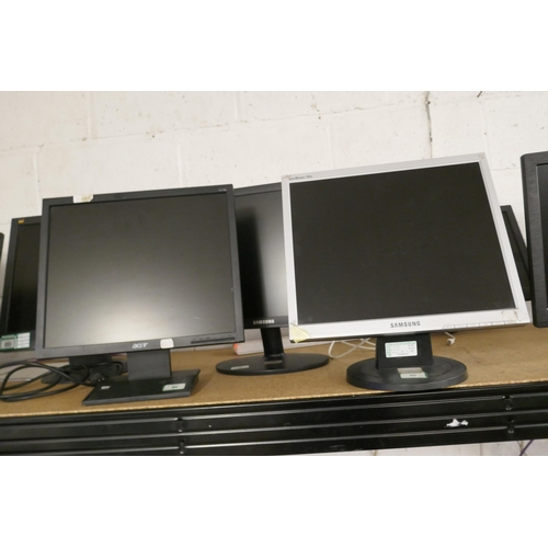 2128 - Ten assorted PC monitors including Hanns.G, Viewsonic, Acer, AOC and Samsung ranging from 17