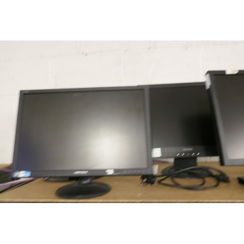 2128 - Ten assorted PC monitors including Hanns.G, Viewsonic, Acer, AOC and Samsung ranging from 17