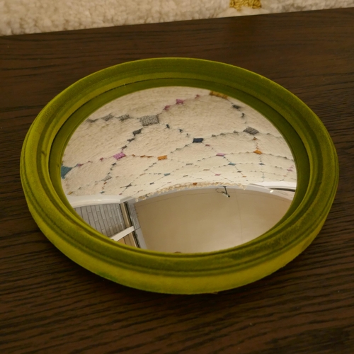 1321 - Set of seven lime green flocked convex mirrors