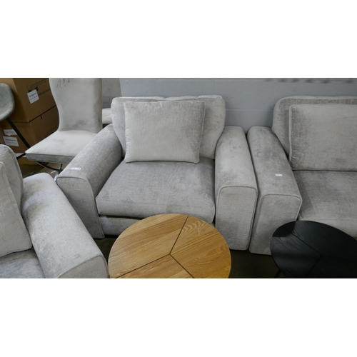 1382 - A pewter velvet two seater sofa and two armchairs