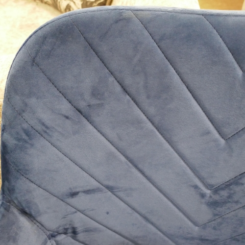 1414 - A blue velvet small armchair *This lot is subject to VAT