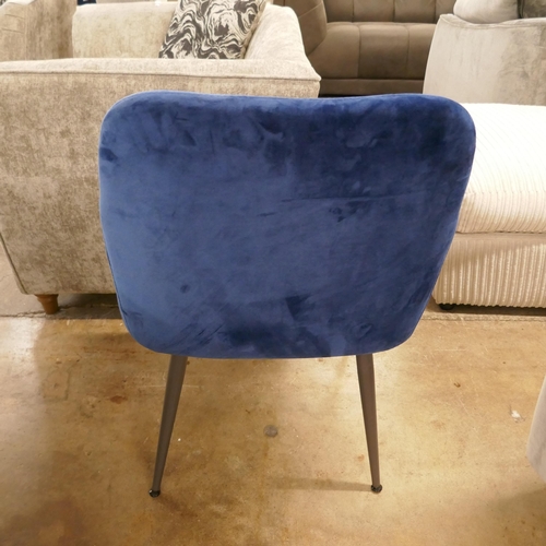 1414 - A blue velvet small armchair *This lot is subject to VAT