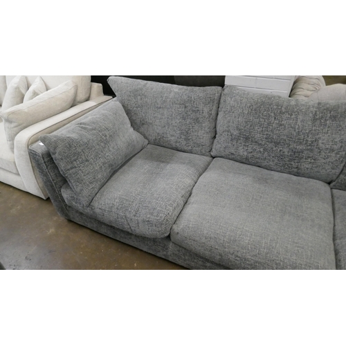 1443 - A grey Kaiser left hand facing corner sofa - worn