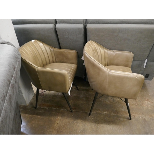 1445 - A pair of leather metallic effect small armchairs *This lot is subject to VAT