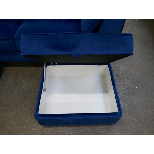 1454 - A Hoxton blue velvet three seater sofa and storage footstools £1237