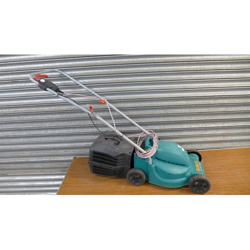 2232 - A BOSCH Rotak 320c electric lawn mower, a Qualcast HC35 electric hedge cutter and a hose pipe and re... 