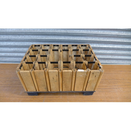 2235 - A wooden and metal wine crate planter