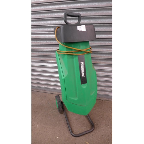 2263 - A Powerbase garden shredder GL5240H 2400w with plunger and Challenger garden leaf blower (W)