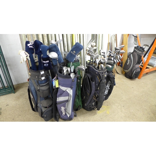 2278 - 5 Bags of golf irons, drivers and putters including Big Ezee, Ram, Delta, Donnay and Spalding and Se... 