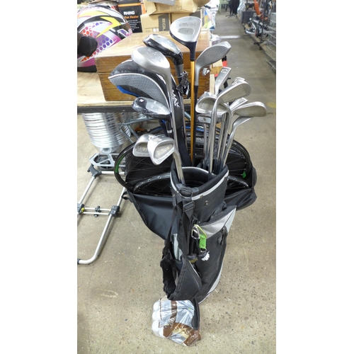 2282 - Five golf bags containing a large quantity of assorted golf clubs including Donnay, MCX, MacGregor, ... 