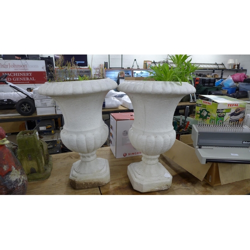 2298A - A pair of concrete effect large plastic urn planters