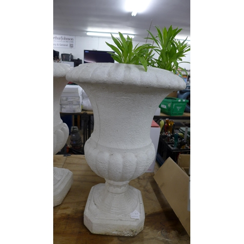 2298A - A pair of concrete effect large plastic urn planters