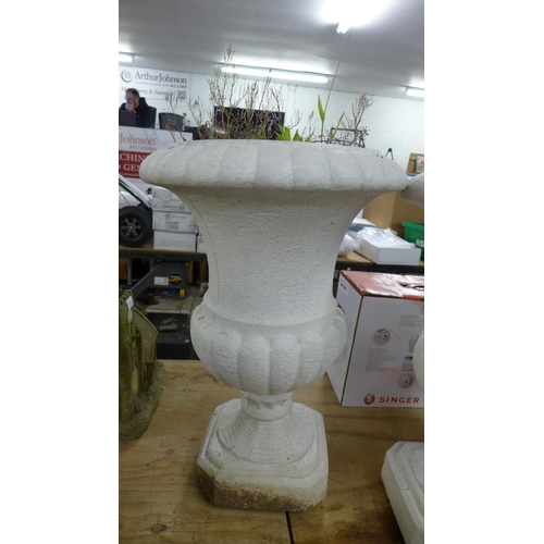 2298A - A pair of concrete effect large plastic urn planters