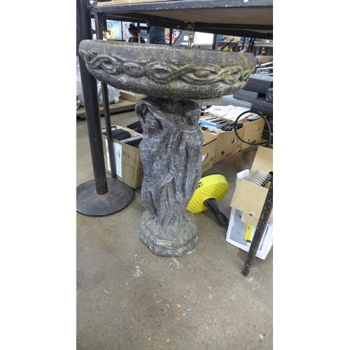 2303 - A stone effect concrete three graces two part bird bath