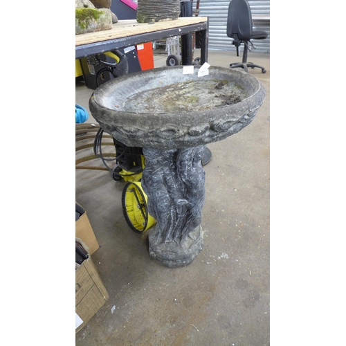 2303 - A stone effect concrete three graces two part bird bath