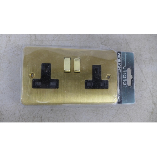 2360 - A box of brass effect ultra flat socket fronts - 25 in total