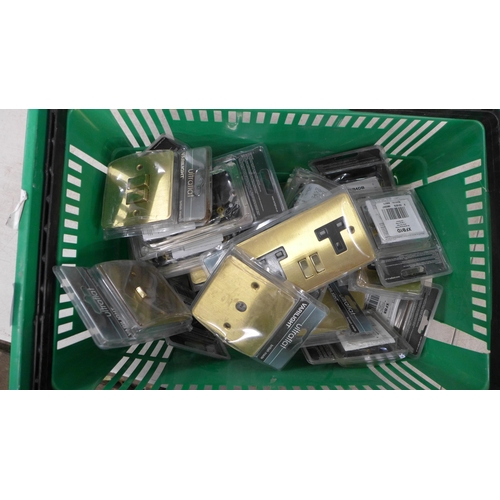 2360 - A box of brass effect ultra flat socket fronts - 25 in total