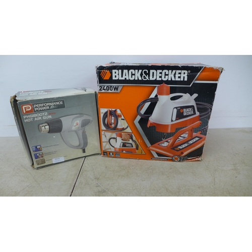 2373 - A Black and Decker 240w wallpaper steamer stripper and a Performance Power PHCT1800T2 1800w hot air ... 