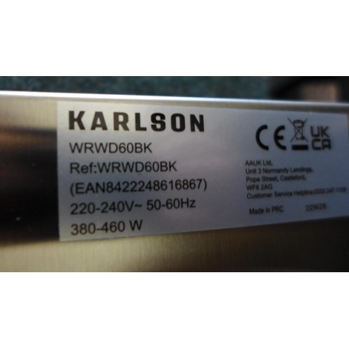 3034 - Karlson Warming Drawer - Model: WRWD60BK   H141xW595xD525 Original RRP £341.67 inc. vat (446-64) * T... 