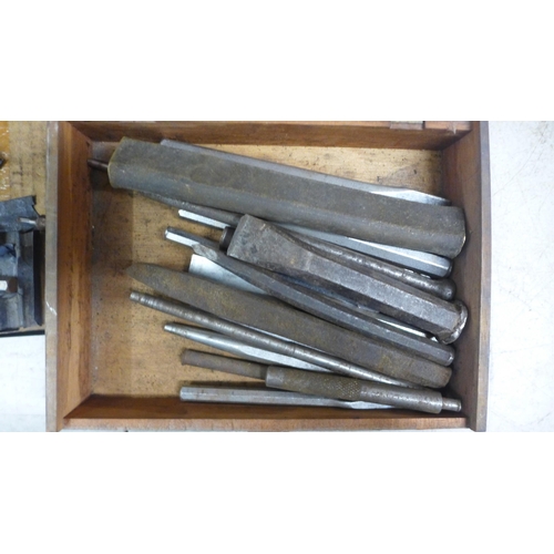 2021 - A box of assorted hand tools including sockets, assorted screws, points, clamps and grips, cable cli... 