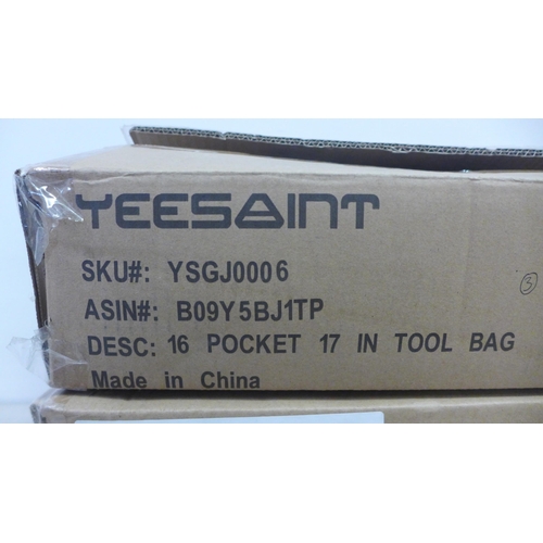 2054 - 2 Yeesaint 16 pocket wide opening heavy duty tool bags (unused)