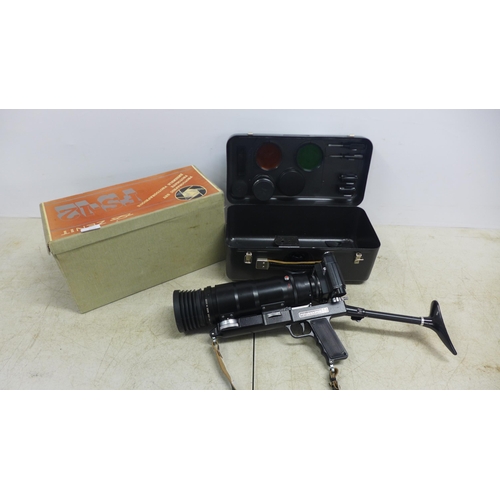 2098 - A Russian Zenit F5 12 cold war long range surveillance camera in fitted steel case with filters, len... 