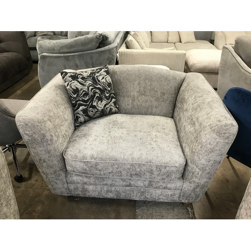 1435 - Silver velvet upholstered three seater sofa, two seater sofa and loveseat with contrasting cushions