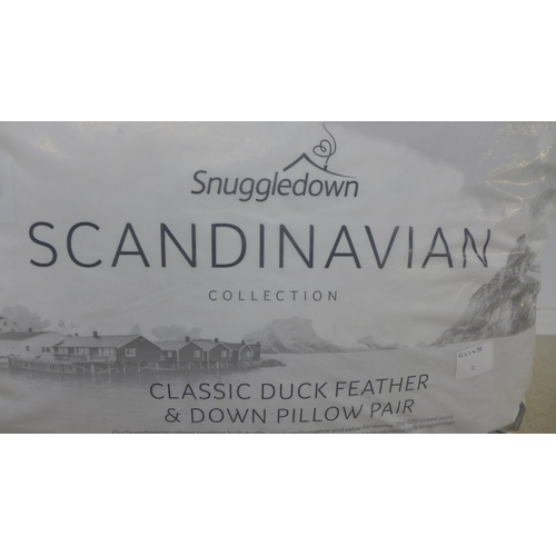 2384 - Two Snuggle down Scandinavian classic duck down pillows