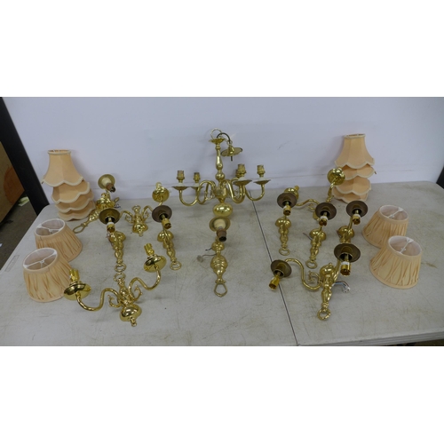 2389 - A box of brass chandelier fittings