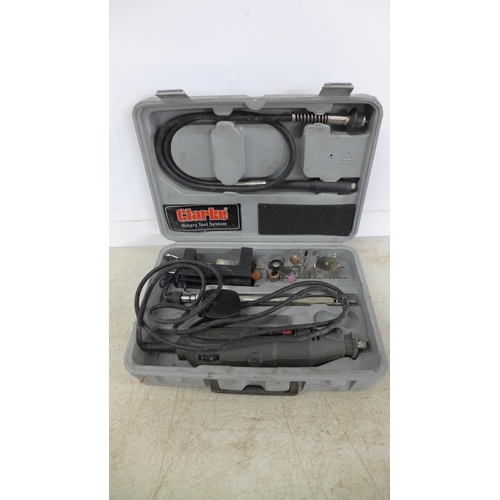 2400 - A Clarke CRT40 rotary tool with Blue Spot tool set and 2 cases of assorted tools and consumables