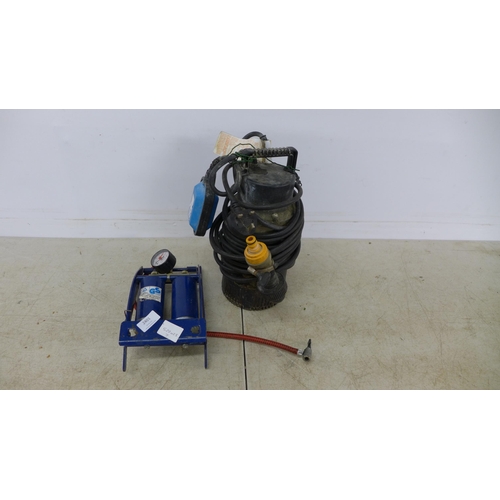 2401 - A foot pump for car or bike and a Clarke water pump 230V 50HZ