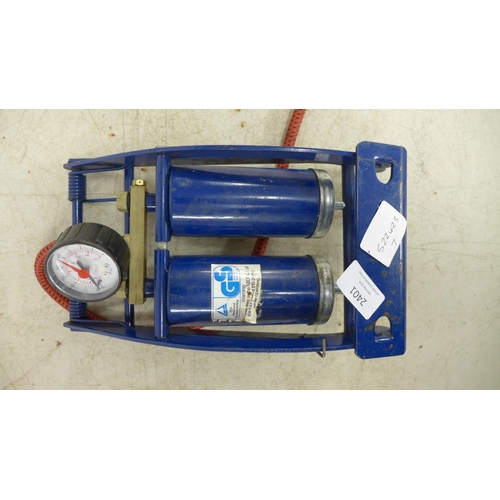 2401 - A foot pump for car or bike and a Clarke water pump 230V 50HZ