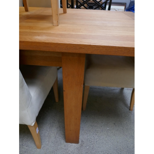 1547 - Large oak extending dining table and ten chairs