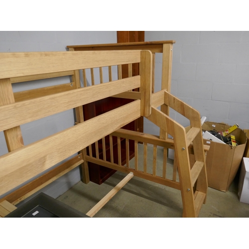 1554 - Pine bunkbeds - single top, 3/4 base. *This lot is subject to VAT