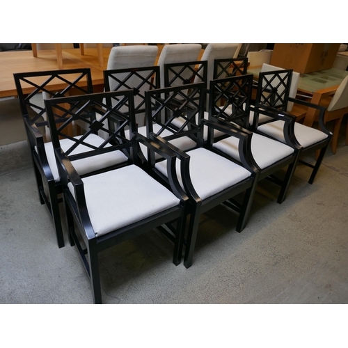 1563 - A set of Eight oriental style ebonised hardwood dining chairs