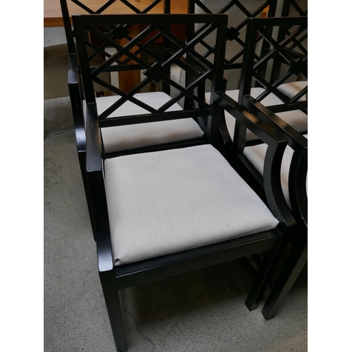 1563 - A set of Eight oriental style ebonised hardwood dining chairs