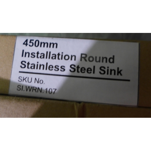 3171 - Three 450mm Installation Round Stainless Steel Sinks (446-138-140) * This lot is subject to vat