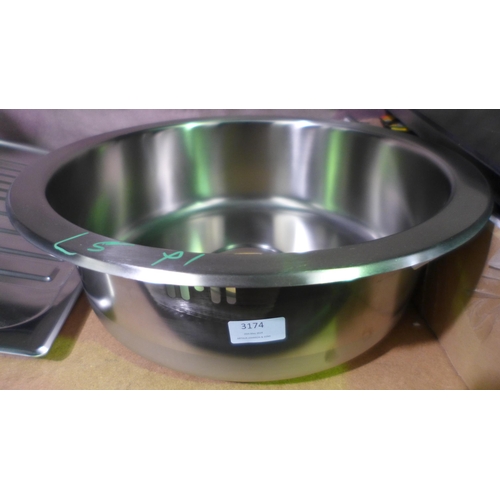 3174 - 450mm Installation Round Stainless Steel Sink Original RRP £25 inc. vat (446-5) * This lot is subjec... 