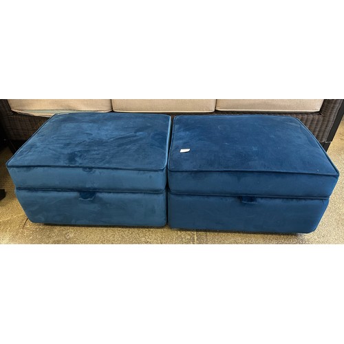 1548 - A Hoxton blue velvet footstool RRP £219