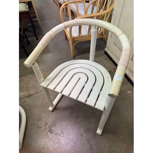 256 - A pair of white painted bentwood Bauhaus style chairs