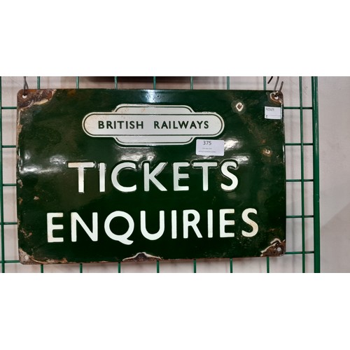 375 - A British Railways Tickets Enquiries enamelled sign