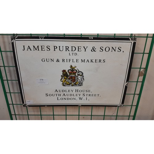 378 - A James Purdey & Sons enamelled sign