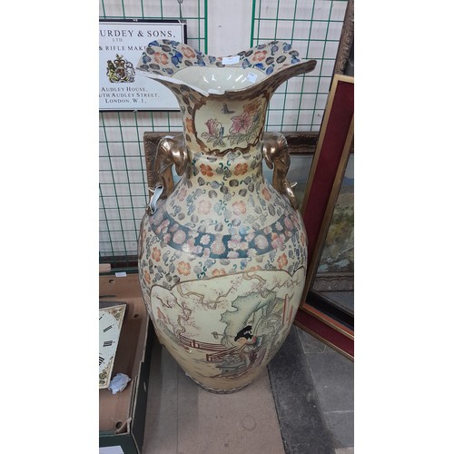 381 - A large Japanese porcelain floor standing vase, a/f