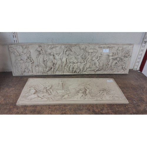 408 - Two faux marble plaques