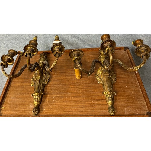 313 - A pair of French Rococo style ormolu wall sconces