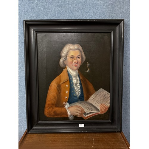 316 - A 17th century style portrait of a gentleman, oil on canvas, framed, a/f